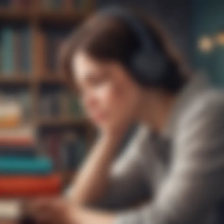 Illustration of a person listening to an audiobook