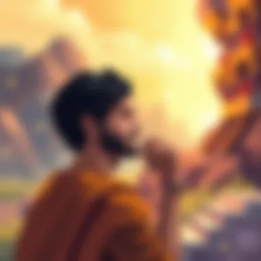Philosophical Contemplation A thoughtful individual contemplating philosophical concepts derived from the Bhagavad Gita.