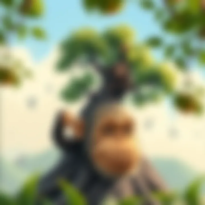 Symbolic Personal Growth A symbolic representation of personal growth featuring a tree and a chimp climbing
