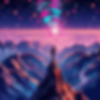 Infinite Possibilities: The Journey of Growth A person standing on a mountain peak, looking forward to infinite possibilities