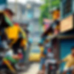 A vibrant slum scene in Mumbai showcasing daily life