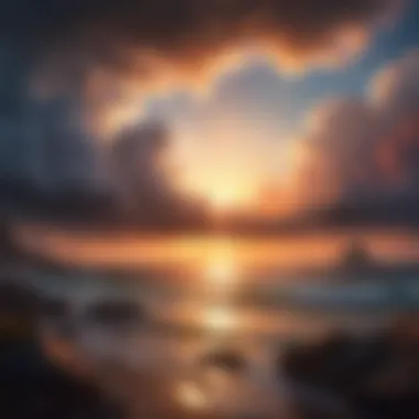 Light After Darkness A vibrant sunrise breaking through dark clouds, representing hope and new beginnings.