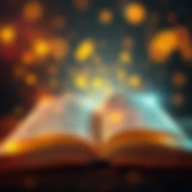 Illuminated Wisdom: The Power of Words An open book with illuminated pages symbolizing knowledge
