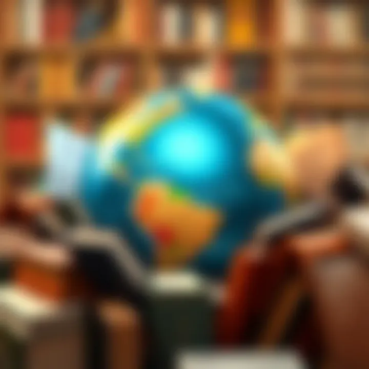 Literature Without Borders A globe surrounded by books from various cultures and languages