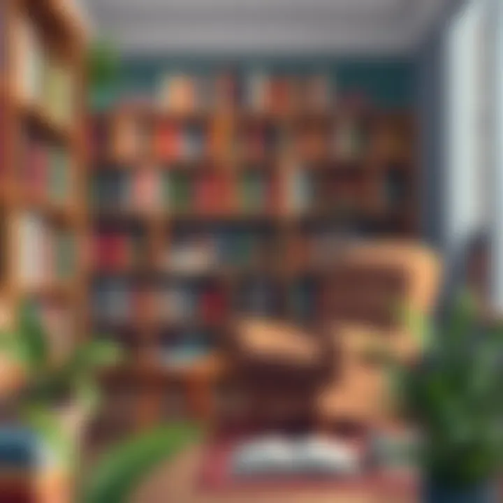 The Joy of Reading A cozy reading nook with a comfortable chair and a bookshelf full of diverse titles