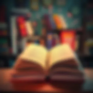 An open audiobook with sound waves emanating.