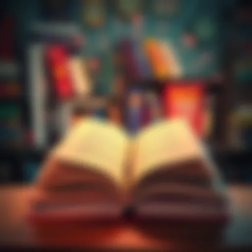 An open audiobook with sound waves emanating.