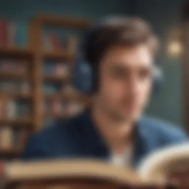 User enjoying an audiobook experience with headphones