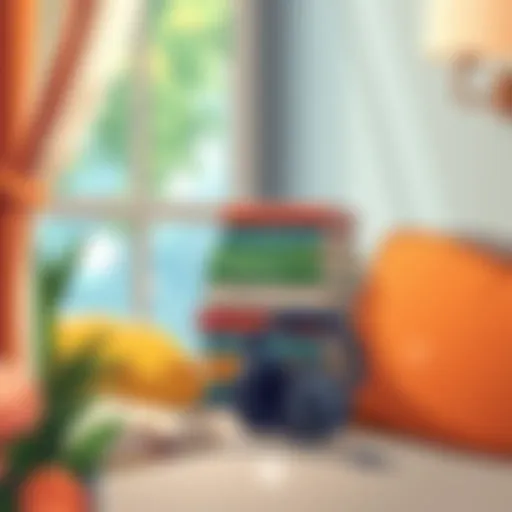 A cozy nook with a stack of audiobooks and headphones