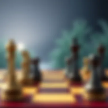 Strategic Chessboard and Power Dynamics Strategic chessboard representing power dynamics