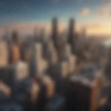 The Chicago Skyline: A Blend of History and Modernity A panoramic view of the Chicago skyline showcasing historic and modern architecture