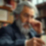 Portrait of a renowned philosopher reflecting on ethics