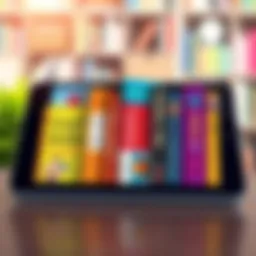 A vibrant collection of short books displayed on a digital tablet