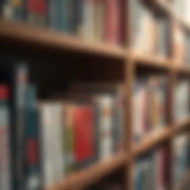 Renowned Leadership Titles A bookshelf filled with renowned leadership books