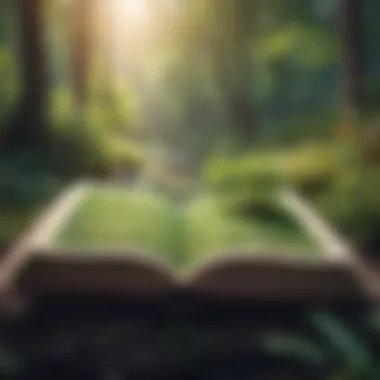 Knowledge and Growth An open book surrounded by nature, symbolizing knowledge and growth