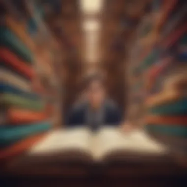 A person immersed in a world of books and knowledge