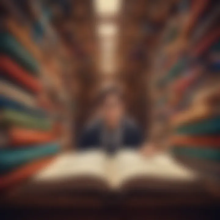 A person immersed in a world of books and knowledge