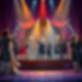 Stage Scene from Hamilton A captivating stage scene from Hamilton showcasing the vibrant cast.