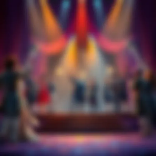 Stage Scene from Hamilton A captivating stage scene from Hamilton showcasing the vibrant cast.