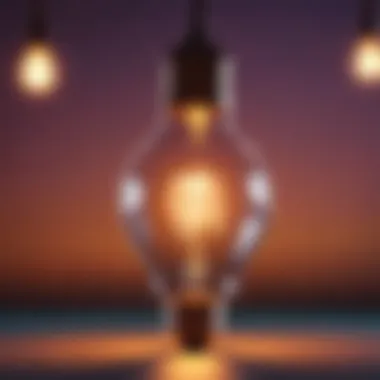 A light bulb glowing brightly, indicating a moment of inspiration and creativity.