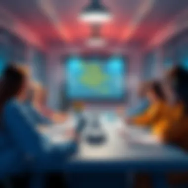 Team Meeting Inspiration A vibrant team meeting with inspirational quotes visible