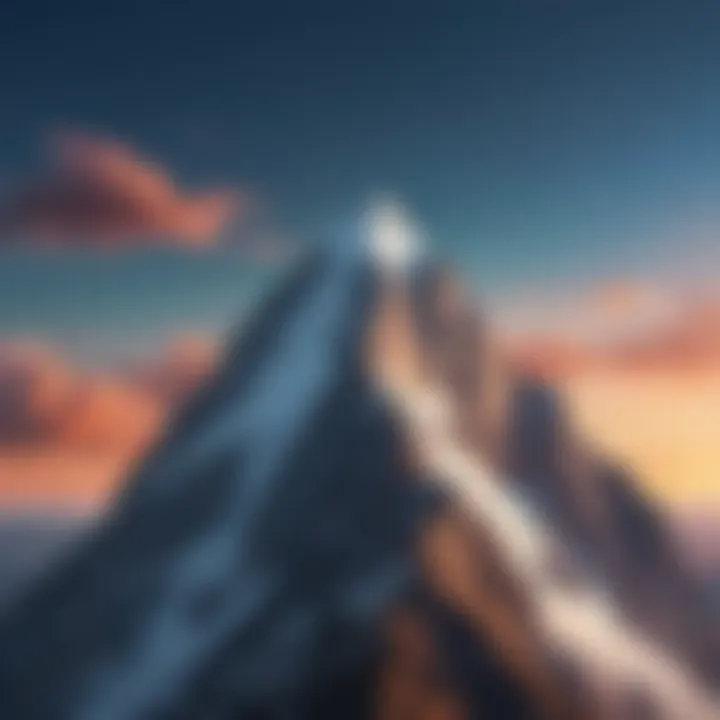 A mountain peak under a clear sky, symbolizing the achievement of goals and aspirations.