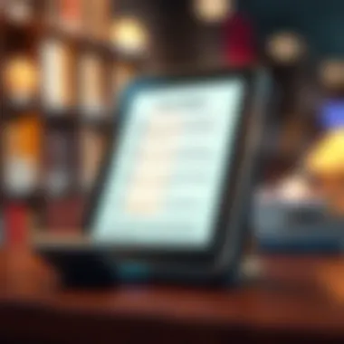 The Future of Accessible Knowledge A digital device displaying concise summaries.