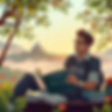 Reflective Reading Experience An intellectual contemplating with a book in a serene environment.