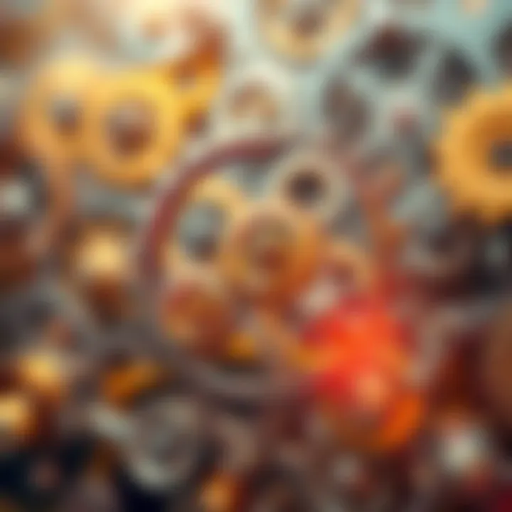 An abstract illustration depicting interconnected gears symbolizing decision-making and goal achievement