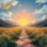 A symbolic representation of personal growth through a pathway leading towards a sunrise