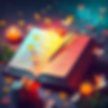 The Radiance of Ideas: Illuminating Thoughts through Stories An illuminated book surrounded by creative elements