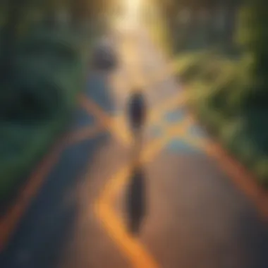 A person standing at a crossroads