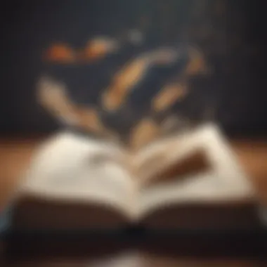 The Freedom of Exploration Through Literature An open book with pages fluttering in the wind, representing the freedom of exploration through literature.