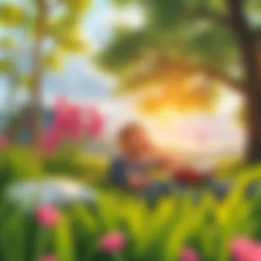Outdoor Audiobook Experience A tranquil outdoor setting with a person enjoying an audiobook