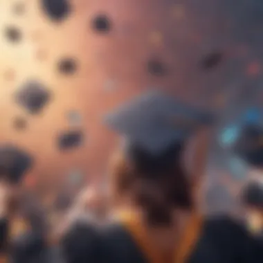 A graduation cap tossed in the air, representing celebration and achievement