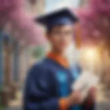 A graduate holding a diploma with a bright future ahead