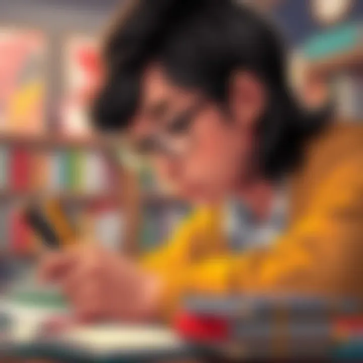 Focused student immersed in study