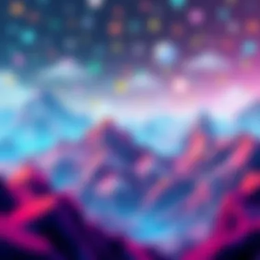 The Vast Terrain of Coding Languages A digital landscape illustrating coding languages