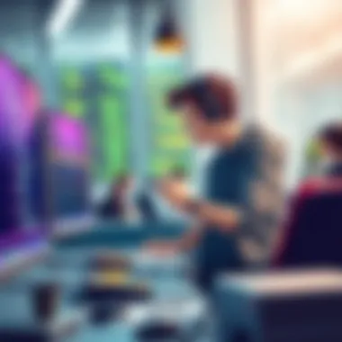 Mastering Code in a Modern Environment A programmer at work in a modern workspace