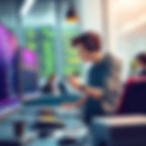 Mastering Code in a Modern Environment A programmer at work in a modern workspace