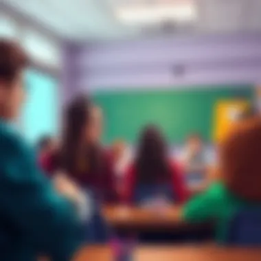 A vibrant classroom scene with students engaged in discussion