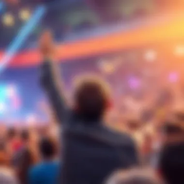 A motivational speaker addressing an enthusiastic audience