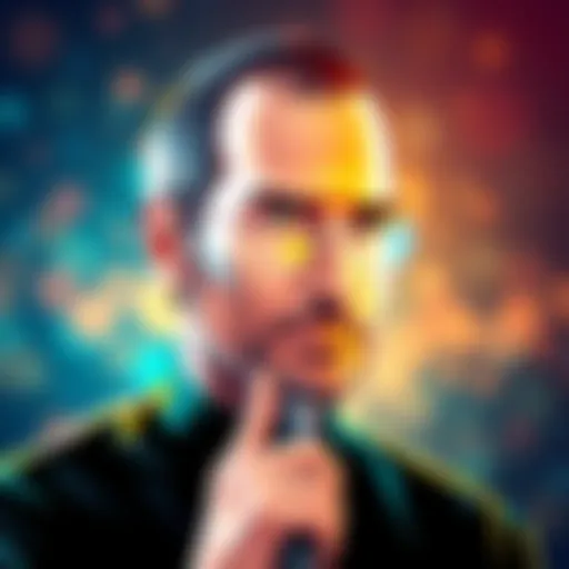 Portrait of Steve Jobs reflecting innovation