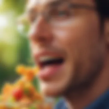 Savoring Nutrient-Rich Snack A close-up of a person enjoying a healthy snack rich in nutrients