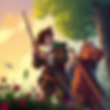 A depiction of the character dynamics between Don Quixote and Sancho Panza.