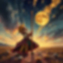 A symbolic representation of the interplay between reality and illusion in Don Quixote.