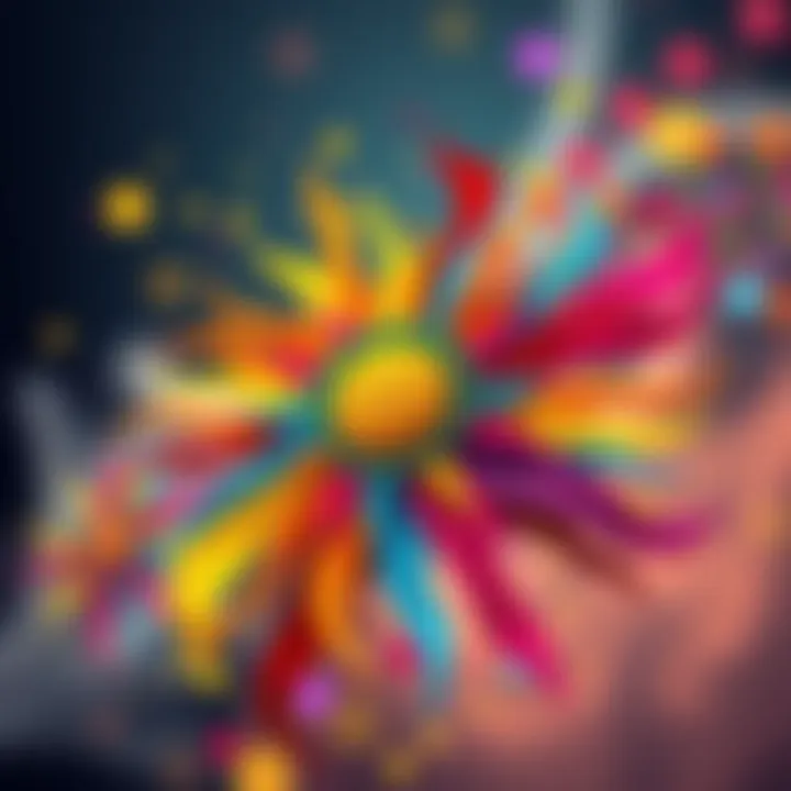 An abstract representation of joy, with vibrant colors and dynamic shapes