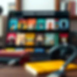 Audiobook platform interface showcasing a diverse range of titles.