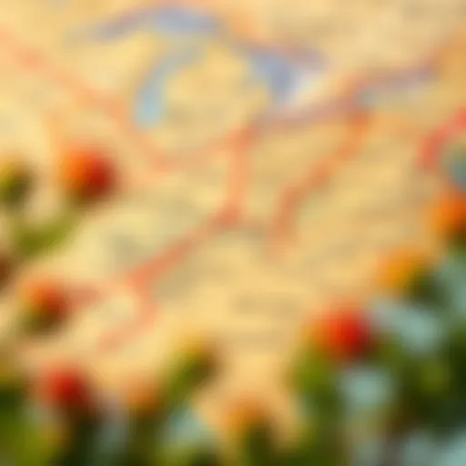 Historical map depicting migration routes of African Americans from the South to Northern cities