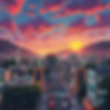 Vibrant Urban Landscape Illustration of a vibrant urban landscape representing the cultural evolution in Northern cities